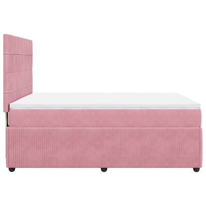 Giroletto a Molle con Materasso Rosa 160x200 cm in Velluto