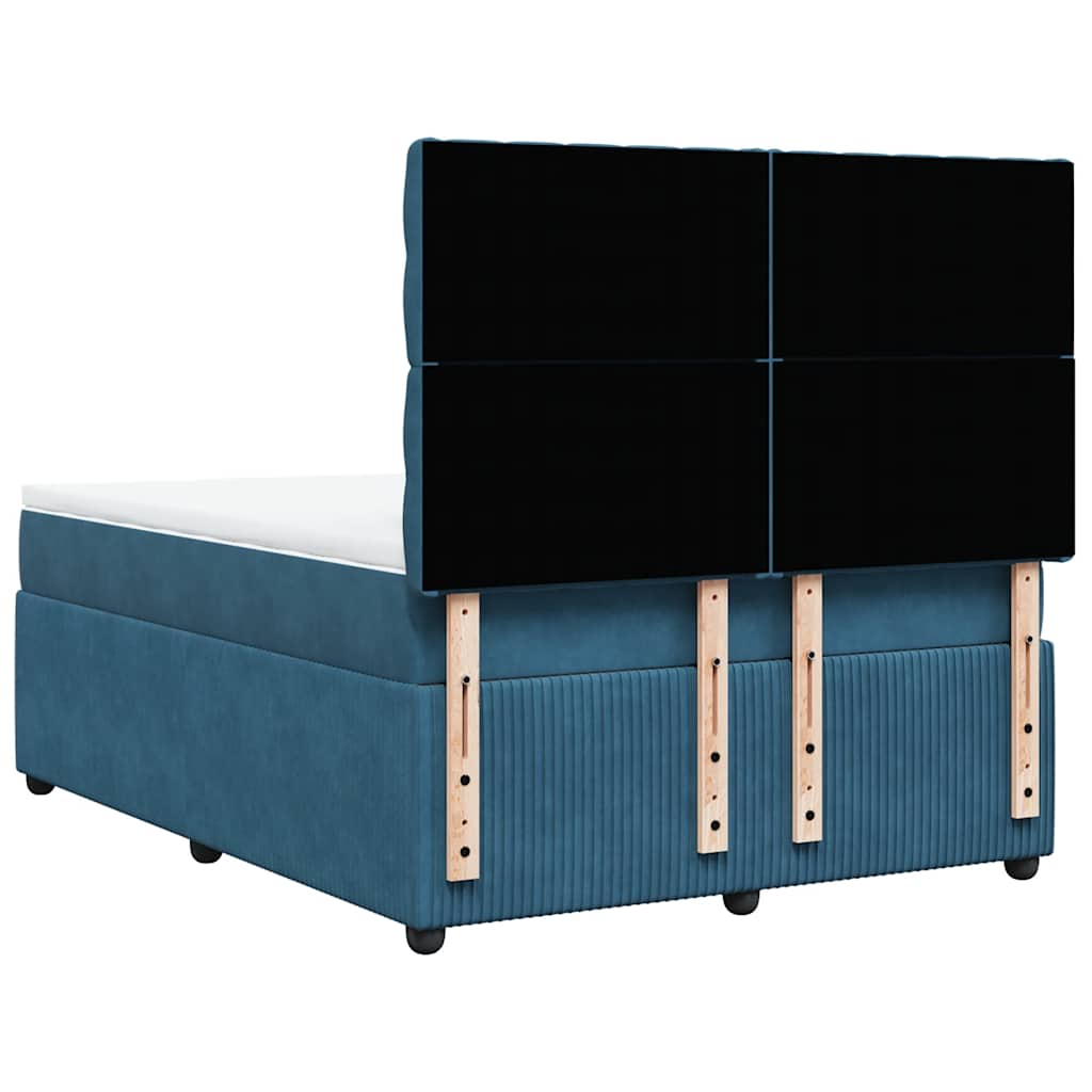 Giroletto a Molle con Materasso Blu Scuro 160x200 cm in Velluto