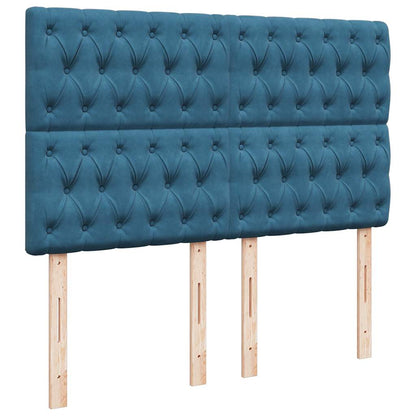 Giroletto a Molle con Materasso Blu Scuro 160x200 cm in Velluto