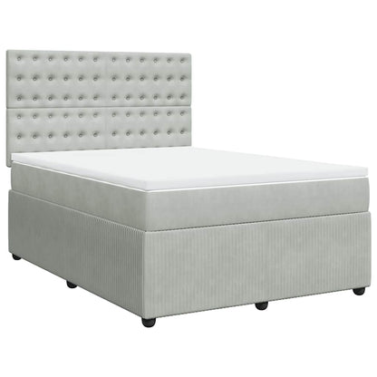 Giroletto a Molle con Materasso Grigio Chiaro 160x200cm Velluto