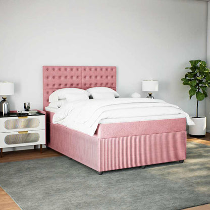 Giroletto a Molle con Materasso Rosa 160x200 cm in Velluto - homemem39