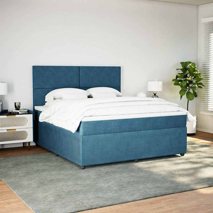 Giroletto a Molle con Materasso Blu Scuro 180x200 cm in Velluto