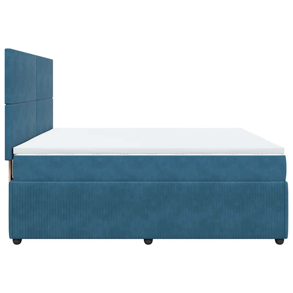 Giroletto a Molle con Materasso Blu Scuro 180x200 cm in Velluto