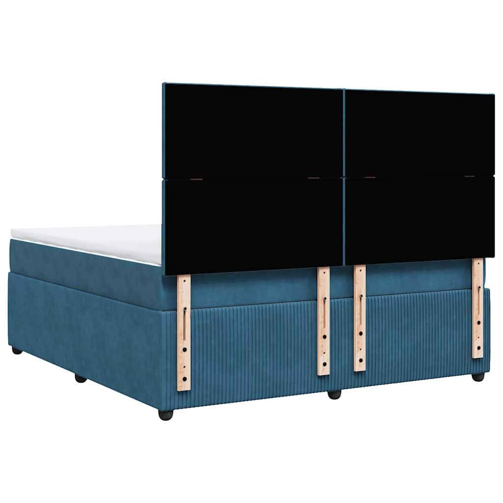 Giroletto a Molle con Materasso Blu Scuro 180x200 cm in Velluto
