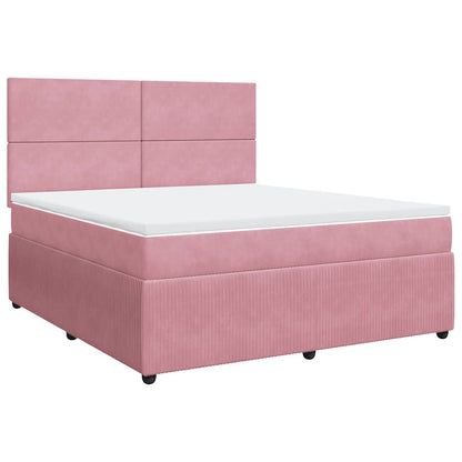 Giroletto a Molle con Materasso Rosa 180x200 cm in Velluto | homemem39