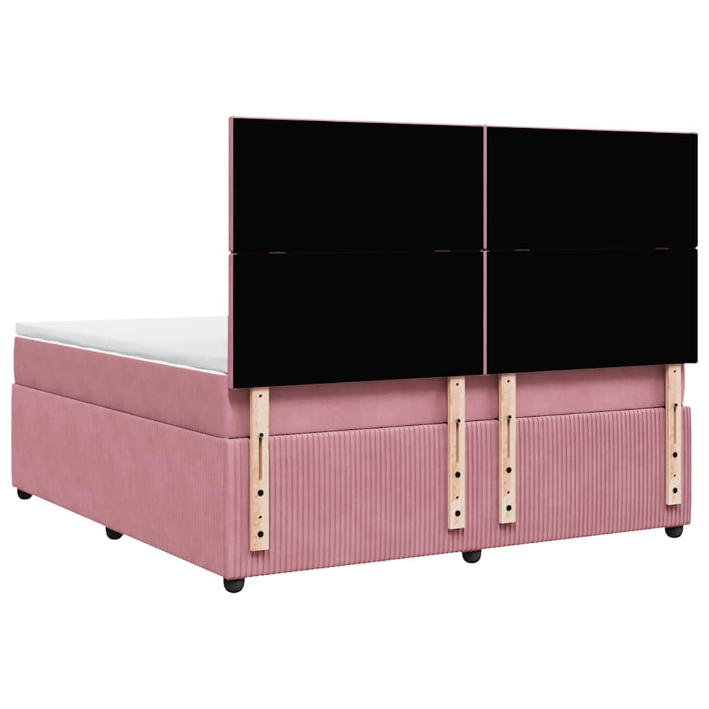 Giroletto a Molle con Materasso Rosa 180x200 cm in Velluto | homemem39