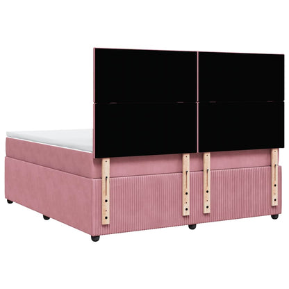 Giroletto a Molle con Materasso Rosa 180x200 cm in Velluto | homemem39