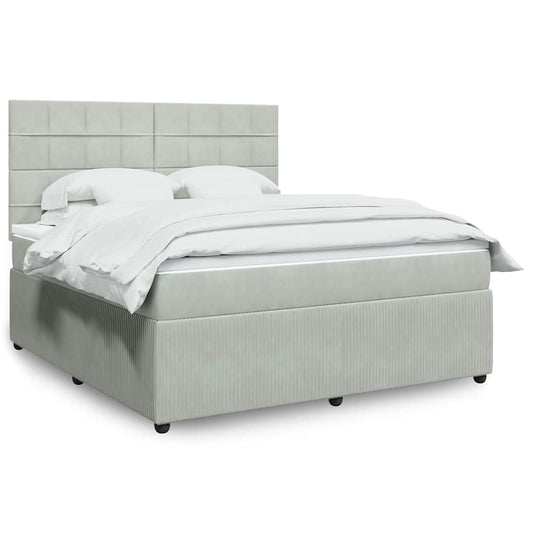 Giroletto a Molle con Materasso Grigio Chiaro 180x200cm Velluto