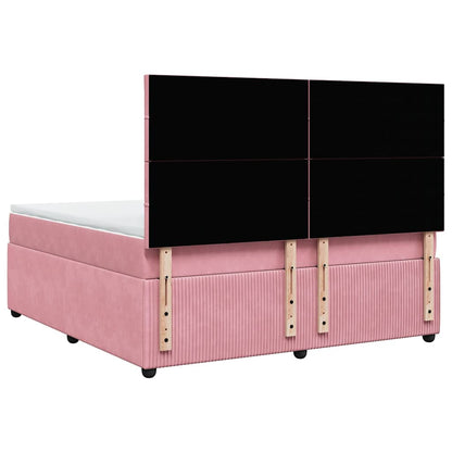 Giroletto a Molle con Materasso Rosa 180x200 cm in Velluto