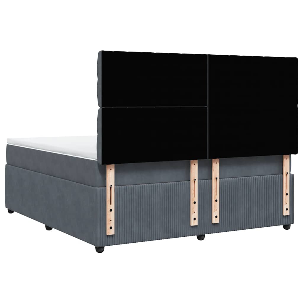 Giroletto a Molle con Materasso Grigio Scuro 180x200 cm Velluto - homemem39