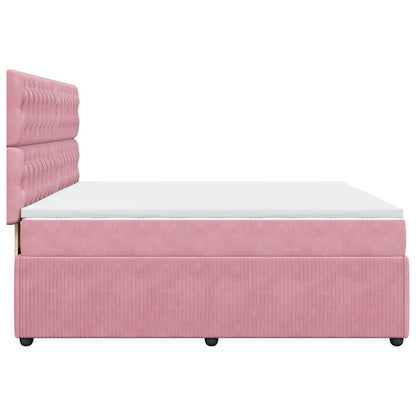 Giroletto a Molle con Materasso Rosa 180x200 cm in Velluto