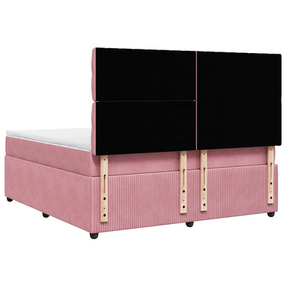Giroletto a Molle con Materasso Rosa 180x200 cm in Velluto