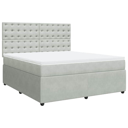 Giroletto a Molle con Materasso Grigio Chiaro 180x200cm Velluto