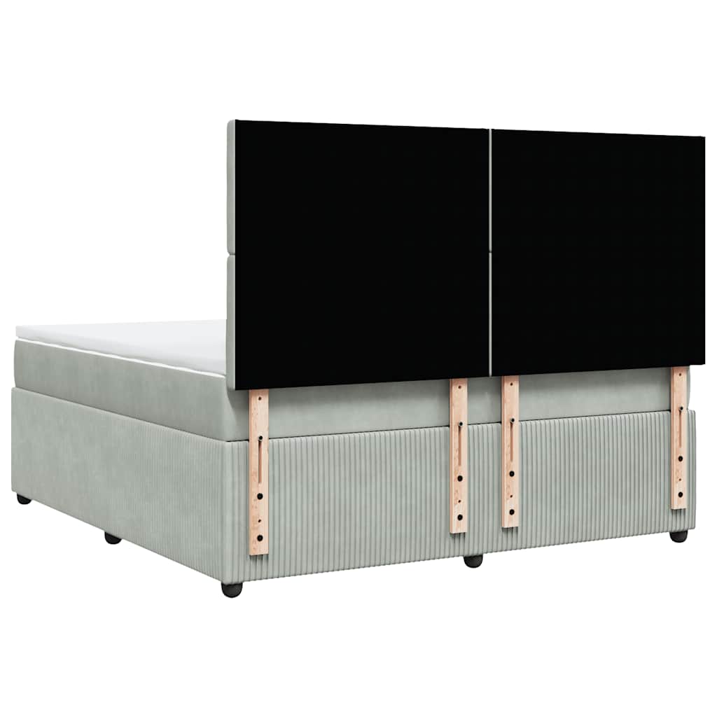Giroletto a Molle con Materasso Grigio Chiaro 180x200cm Velluto