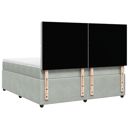 Giroletto a Molle con Materasso Grigio Chiaro 180x200cm Velluto