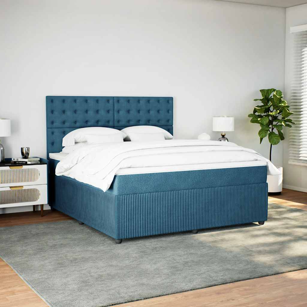 Giroletto a Molle con Materasso Blu Scuro 180x200 cm in Velluto