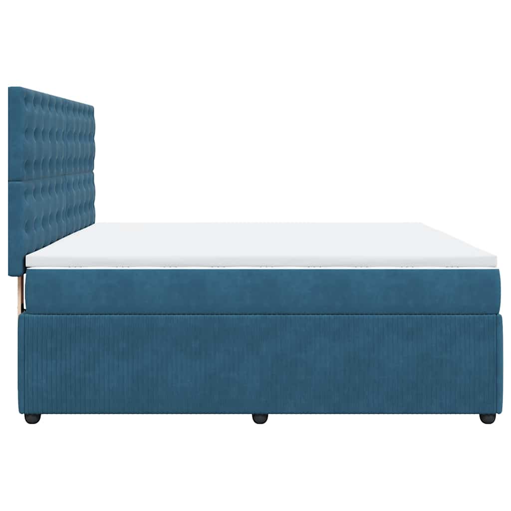 Giroletto a Molle con Materasso Blu Scuro 180x200 cm in Velluto