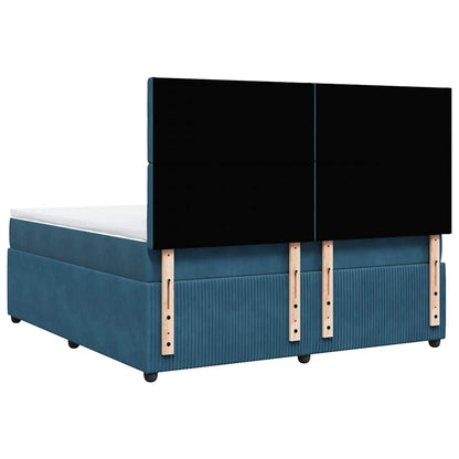 Giroletto a Molle con Materasso Blu Scuro 180x200 cm in Velluto