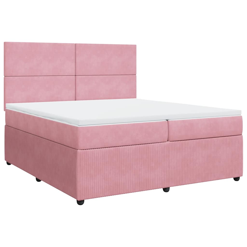 Giroletto a Molle con Materasso Rosa 200x200 cm in Velluto - homemem39