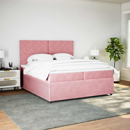Giroletto a Molle con Materasso Rosa 200x200 cm in Velluto - homemem39
