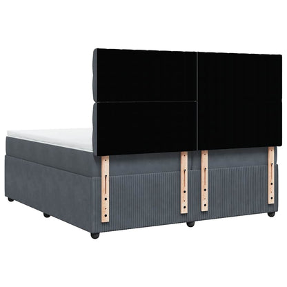 Giroletto a Molle con Materasso Grigio Scuro 200x200 cm Velluto