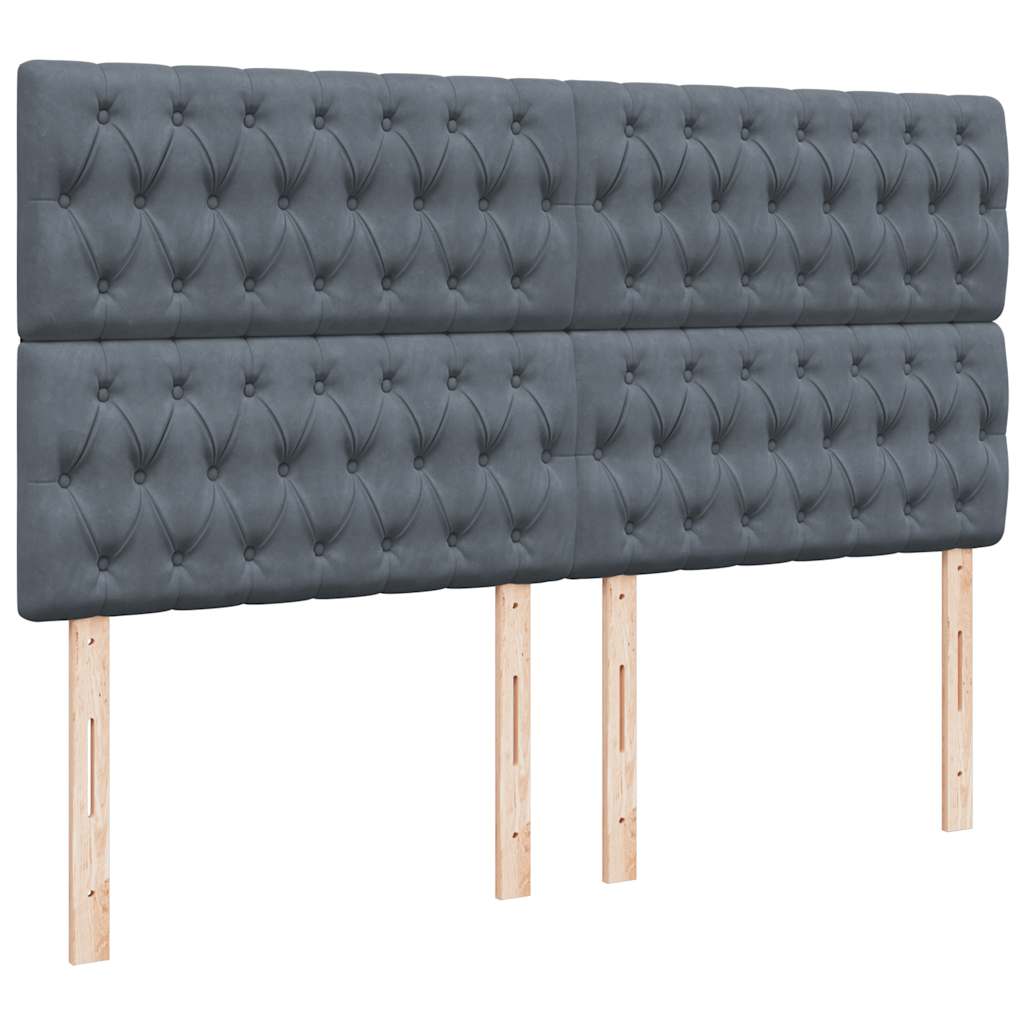 Giroletto a Molle con Materasso Grigio Scuro 200x200 cm Velluto