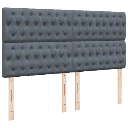 Giroletto a Molle con Materasso Grigio Scuro 200x200 cm Velluto