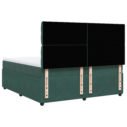 Giroletto a Molle con Materasso Verde Scuro 200x200 cm Velluto - homemem39