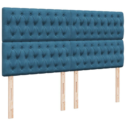 Giroletto a Molle con Materasso Blu Scuro 200x200 cm in Velluto