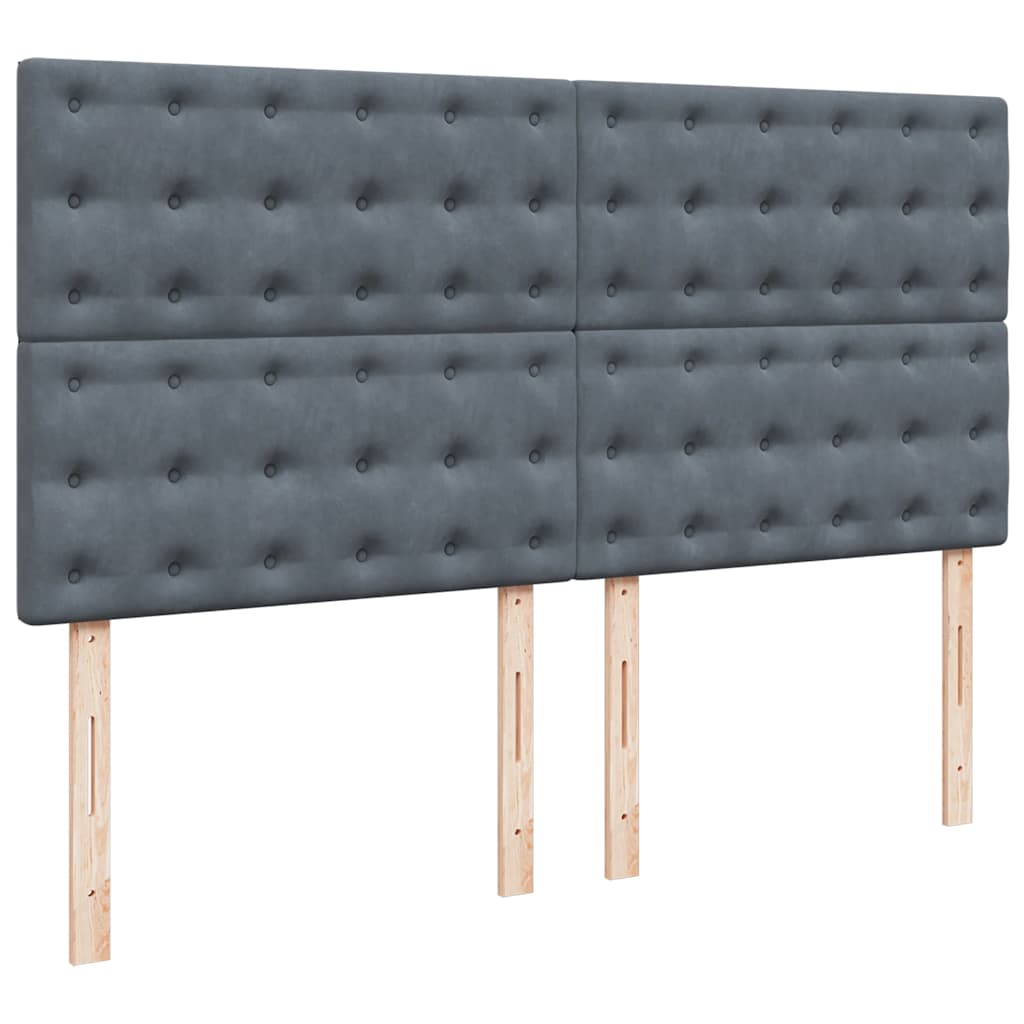Giroletto a Molle con Materasso Grigio Scuro 200x200 cm Velluto