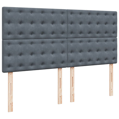 Giroletto a Molle con Materasso Grigio Scuro 200x200 cm Velluto