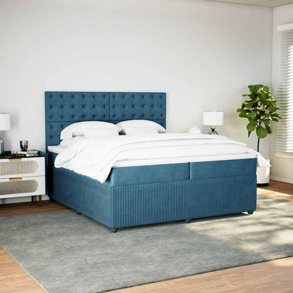Giroletto a Molle con Materasso Blu Scuro 200x200 cm in Velluto