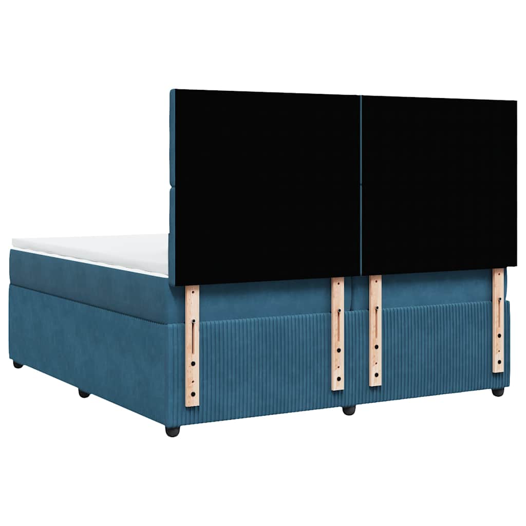 Giroletto a Molle con Materasso Blu Scuro 200x200 cm in Velluto