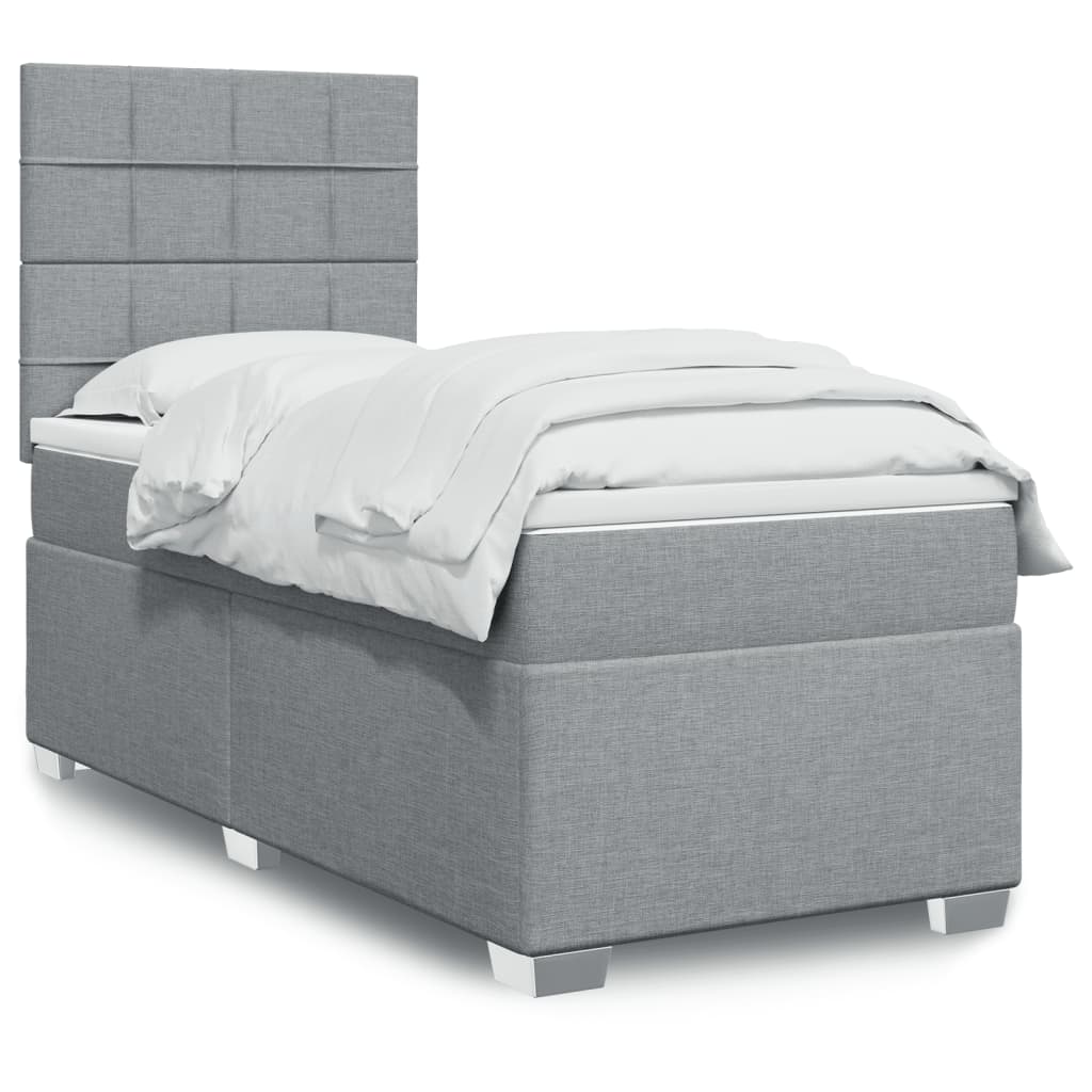 Giroletto a Molle con Materasso Grigio Chiaro 80x200 cm Tessuto