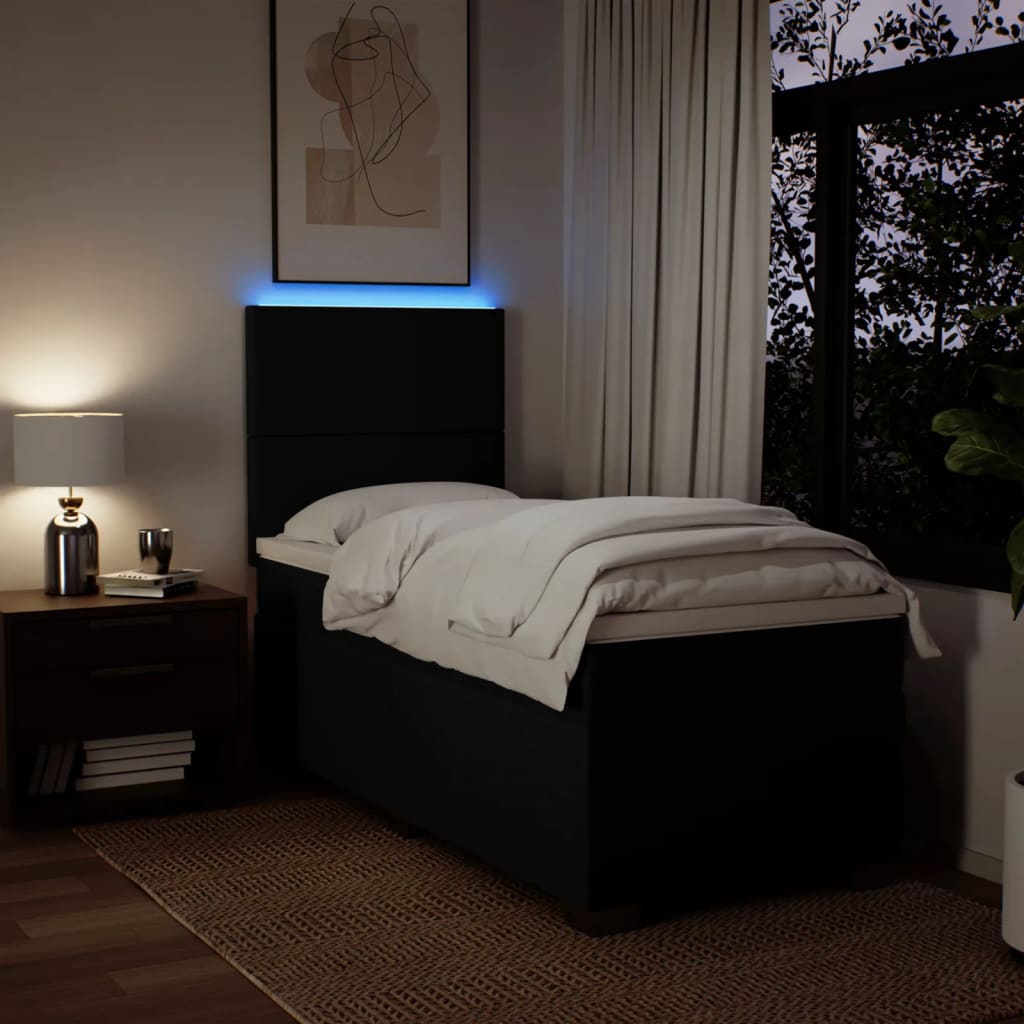 Giroletto a Molle con Materasso Nero 90x190 cm in Tessuto - homemem39