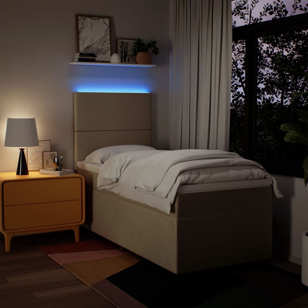 Giroletto a Molle con Materasso Crema 90x190 cm in Tessuto