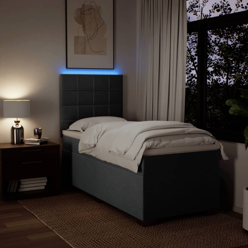 Giroletto a Molle con Materasso Grigio Scuro 90x190 cm Tessuto - homemem39