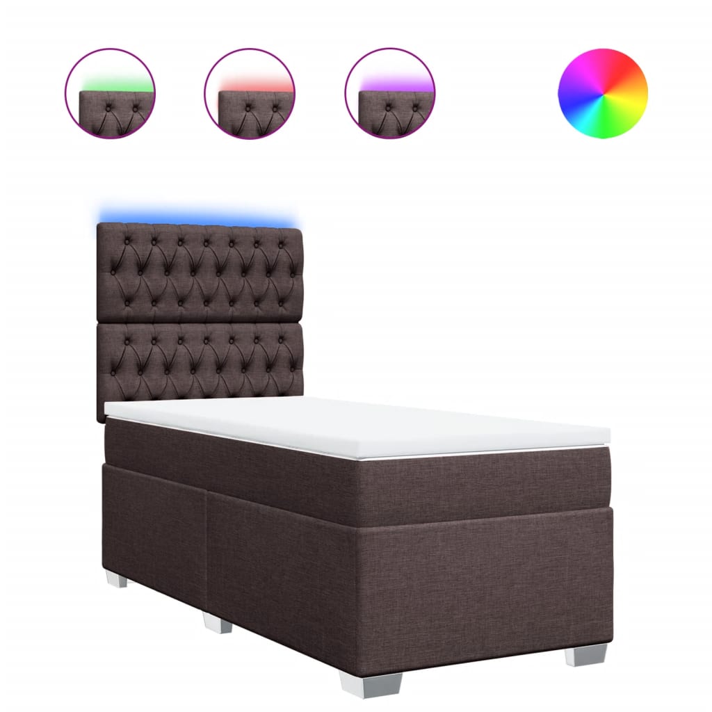 Giroletto a Molle con Materasso Marrone Scuro 90x190cm Tessuto | homemem39