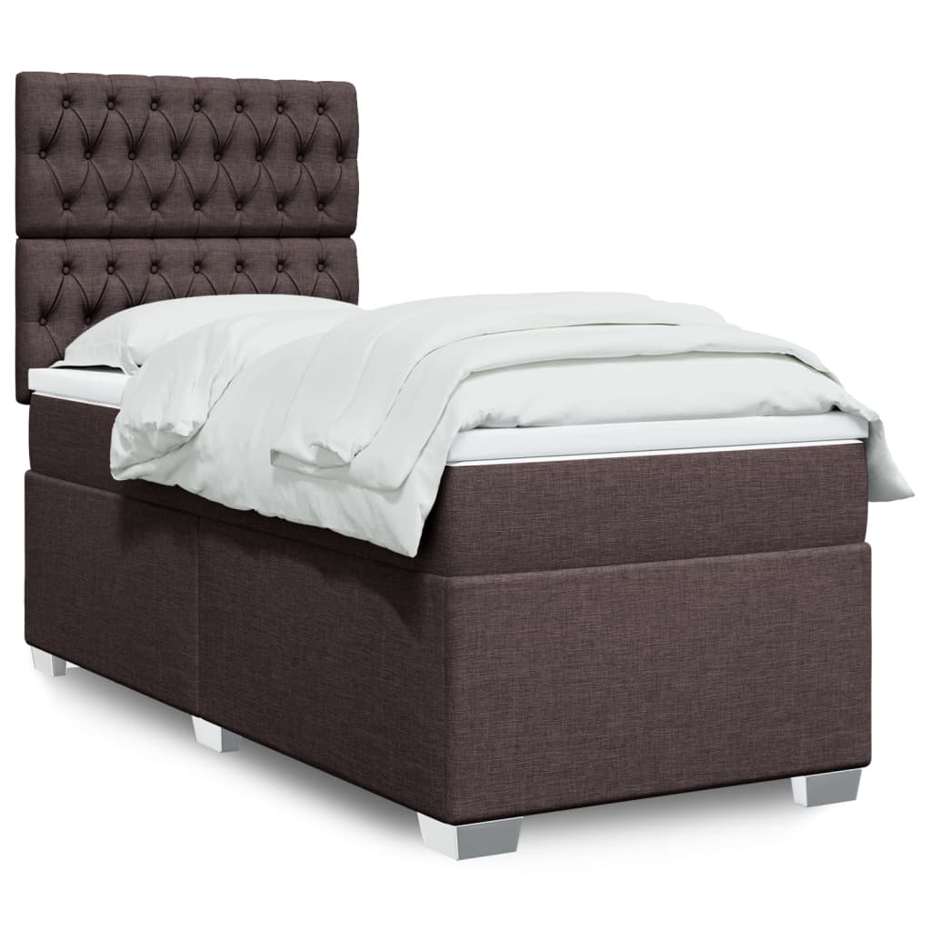 Giroletto a Molle con Materasso Marrone Scuro 90x190cm Tessuto | homemem39