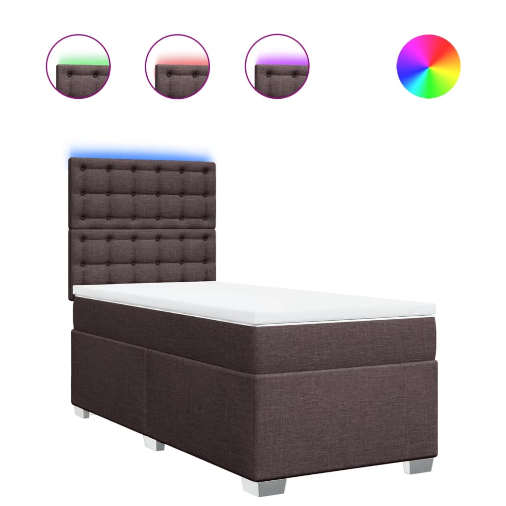 Giroletto a Molle con Materasso Marrone Scuro 90x190cm Tessuto | homemem39