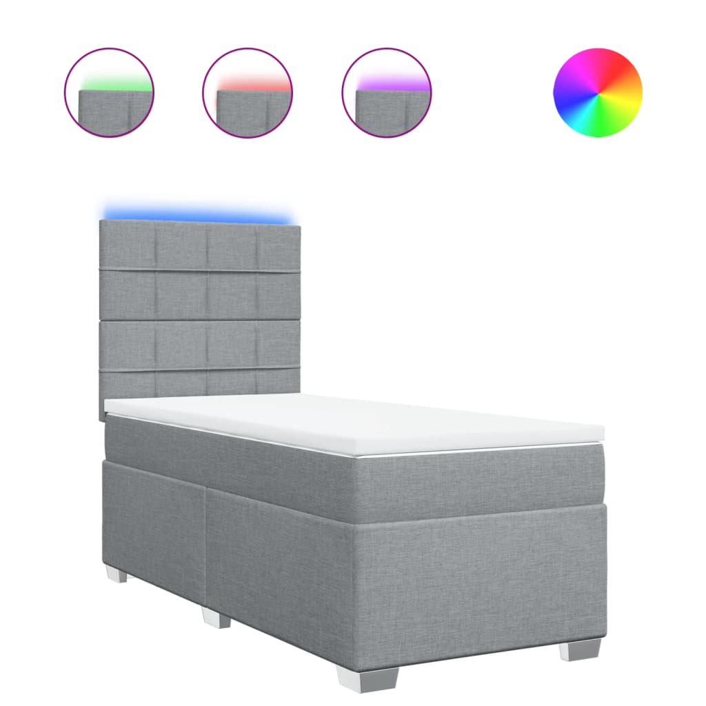 Giroletto a Molle con Materasso Grigio Chiaro 90x200 cm Tessuto - homemem39