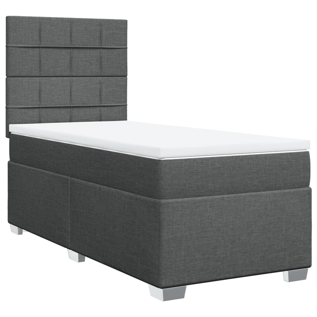 Giroletto a Molle con Materasso Grigio Scuro 90x200 cm Tessuto - homemem39