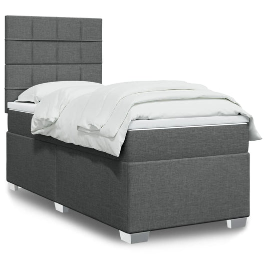 Giroletto a Molle con Materasso Grigio Scuro 90x200 cm Tessuto - homemem39