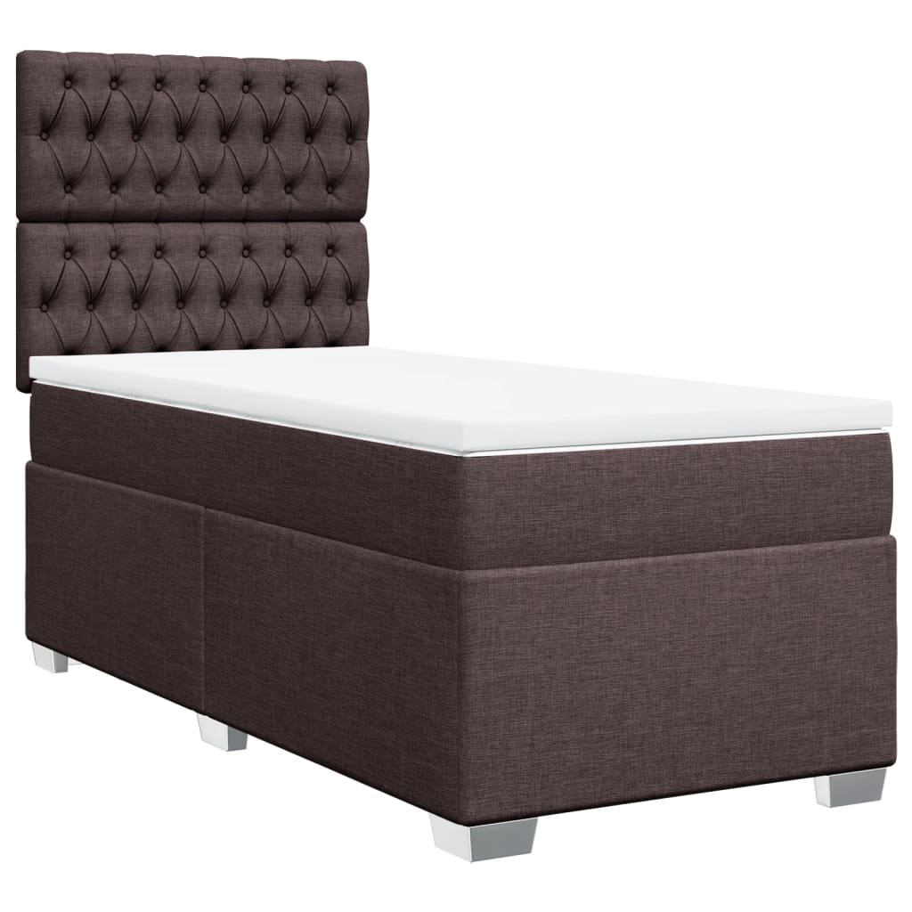 Giroletto a Molle con Materasso Marrone Scuro 90x200 cm Tessuto | homemem39
