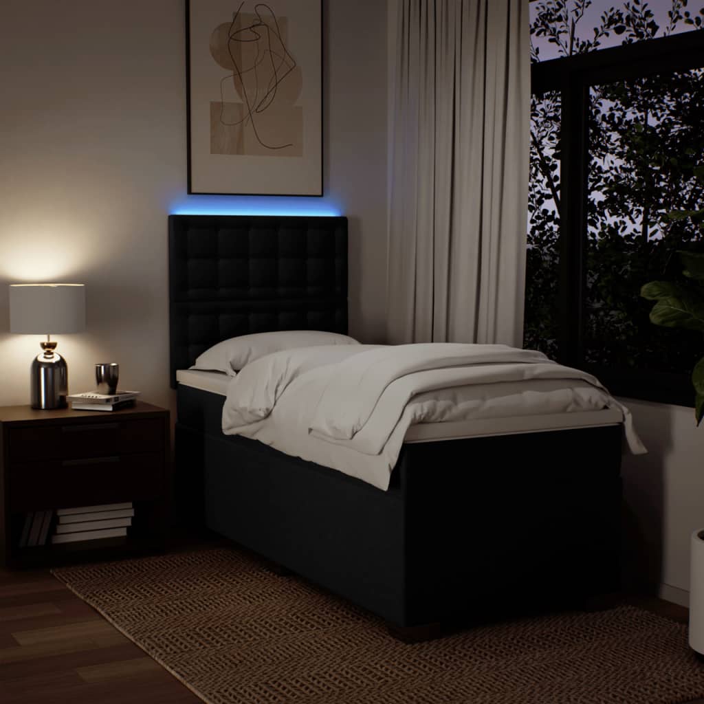 Giroletto a Molle con Materasso Nero 90x200 cm in Tessuto - homemem39