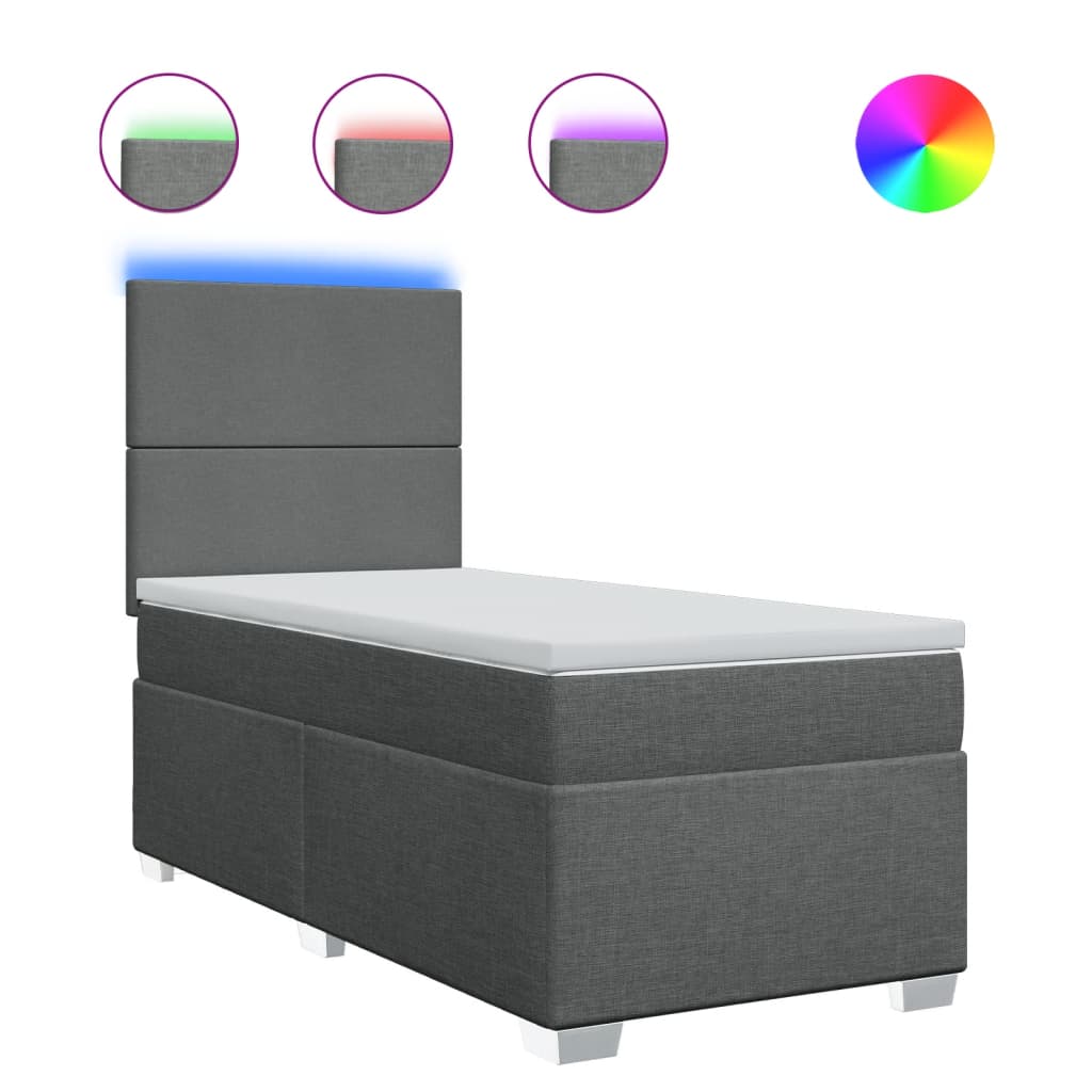 Giroletto a Molle con Materasso Grigio Scuro 100x200 cm Tessuto - homemem39