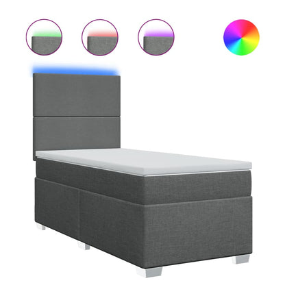 Giroletto a Molle con Materasso Grigio Scuro 100x200 cm Tessuto - homemem39