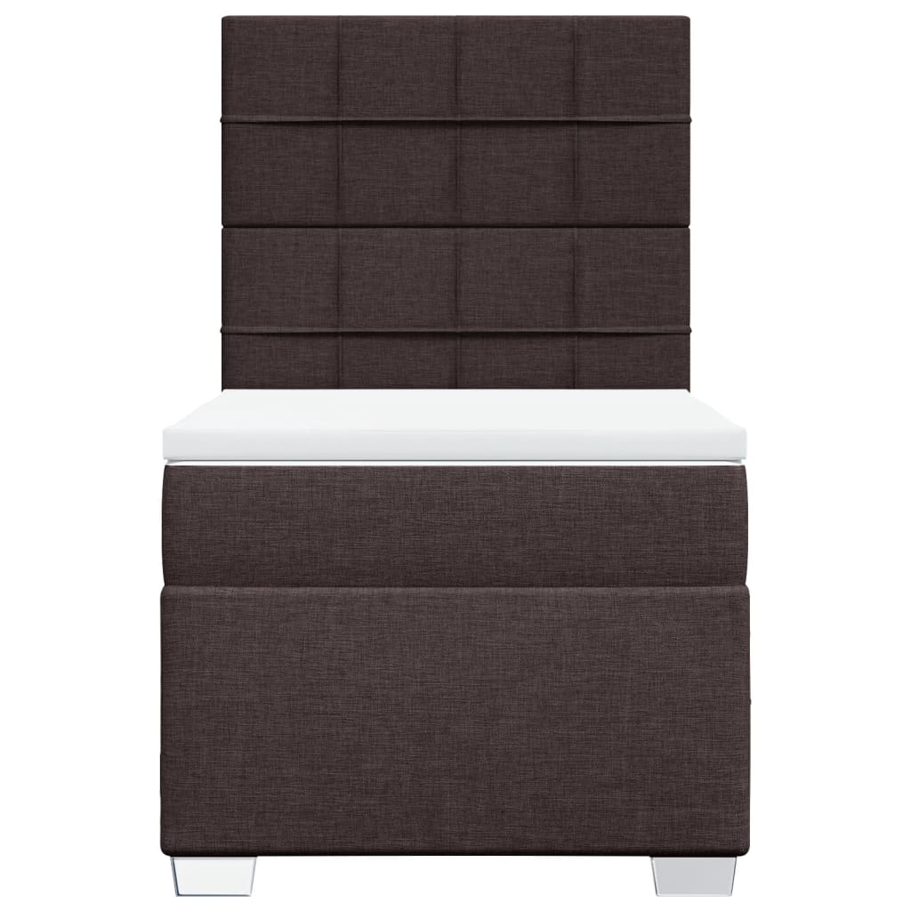 Giroletto a Molle con Materasso Marrone Scuro 100x200cm Tessuto