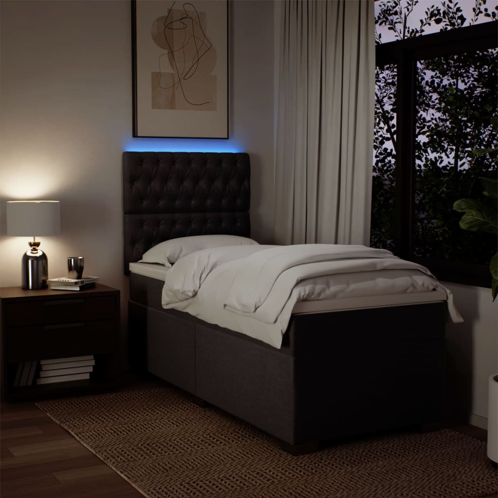 Giroletto a Molle con Materasso Marrone Scuro 100x200cm Tessuto - homemem39