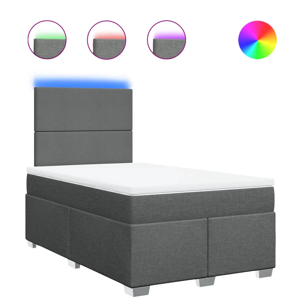 Giroletto a Molle con Materasso Grigio Scuro 120x190cm Tessuto - homemem39